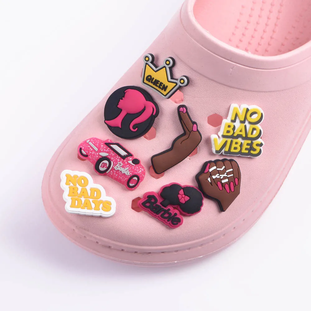 1pcs Queen Lipstick High Heels Pink Girl Croc Charms  for Shoes Decoration Accessories for Women Gifts