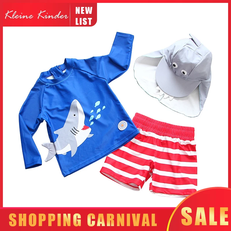 Детский купальник из 3 предметов для мальчиков купальный костюм с длинным