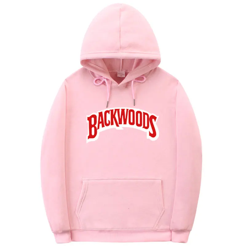 Pink Винты манжеты на резинке толстовки уличная Backwoods Толстовка мужская мода Осень Зима хип хоп Толстовка Пуловер - Цвет: Pink