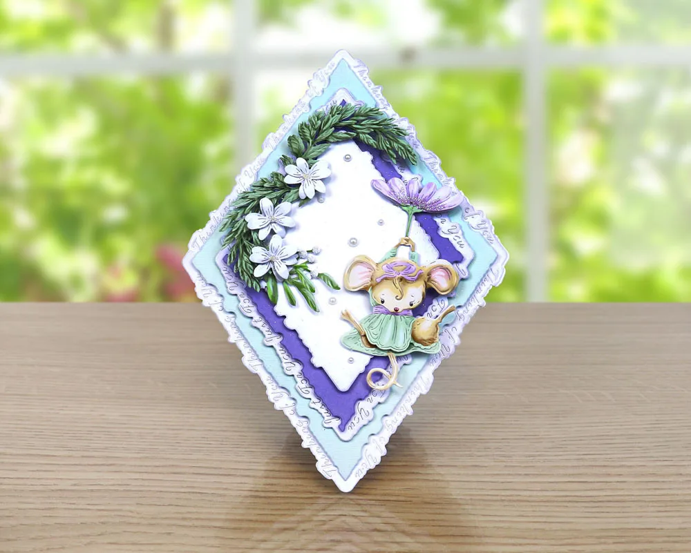 Милая мышь цветочный парашют металлические высечки и цветок для изготовления