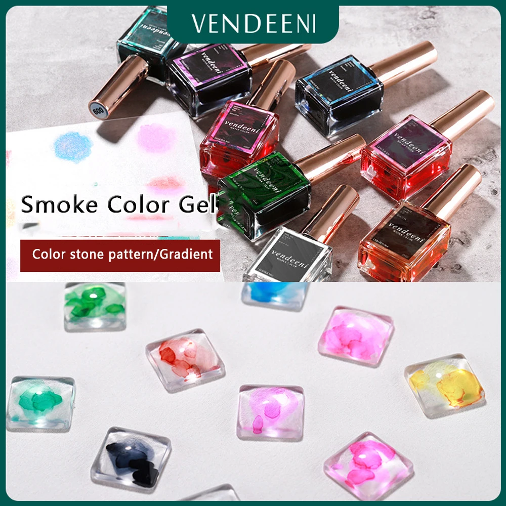 

VDN 12 Colors Watercolor Ink Blooming Gel Nail Polish Smoke Effect Painting Gel Lacquer Smudge Blossom Nail Art Gel Varnish 15ml