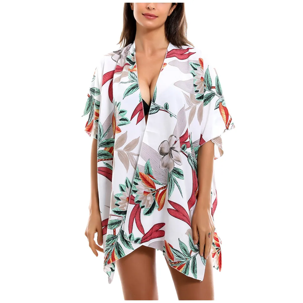 

Lady Casual Beach Dress 2020 Summer Holiday Chiffon Printed Beach Cover Up Swimwear Women Kimono Cardigan pareo saida de praia