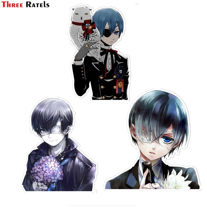 

Автомобильные аниме наклейки Three Ratels FC763, высеченные наклейки на мотоцикл, ноутбук, телефон, грузовик, стены, черный Батлер, наклейка