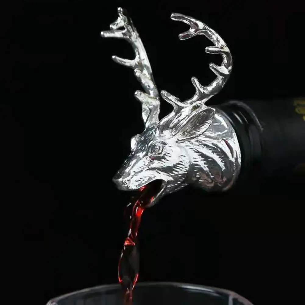 

Wine Pourer Retro Deer Shape Zinc Alloy Wine Decanter Pour Spout Supplies for Home