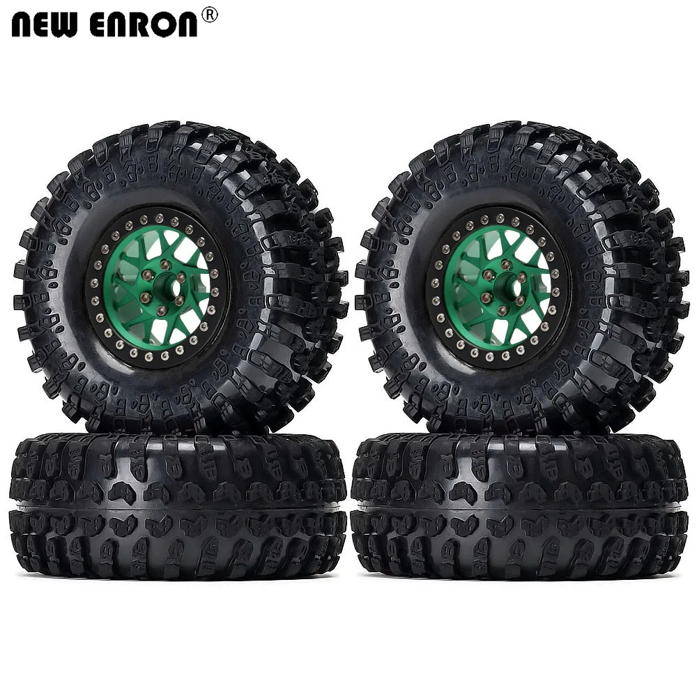 

NEW ENRON 2.2" Metal Beadlock Wheels Rim & Rubber Tires 4Pcs for RC Car 1/10 Axial 90047 SCX10III YETI Traxxas TRX4 TRX6 Wraith