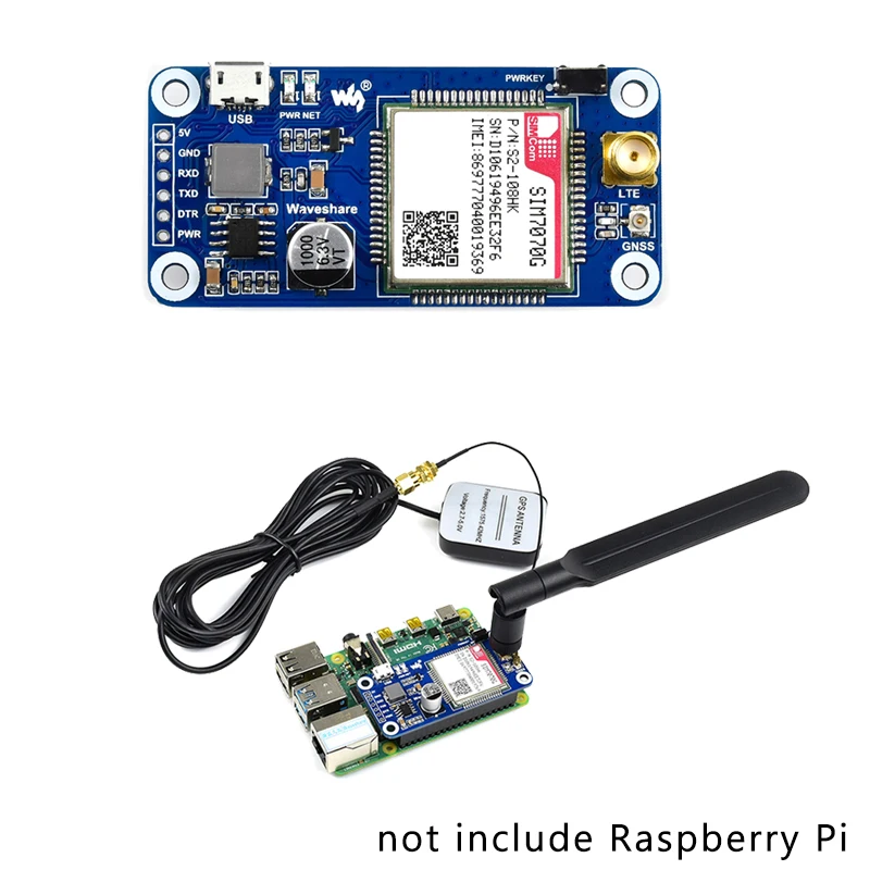 Шляпа SIM7070G NB-IoT / Cat-M GPRS GNSS для Raspberry Pi 4 Модель B /3B +/3B/Zero с позиционированием |
