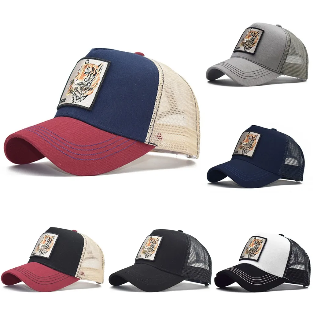 Хлопчатобумажные бейсболки унисекс для мужчин с вышитыми буквами и тигром