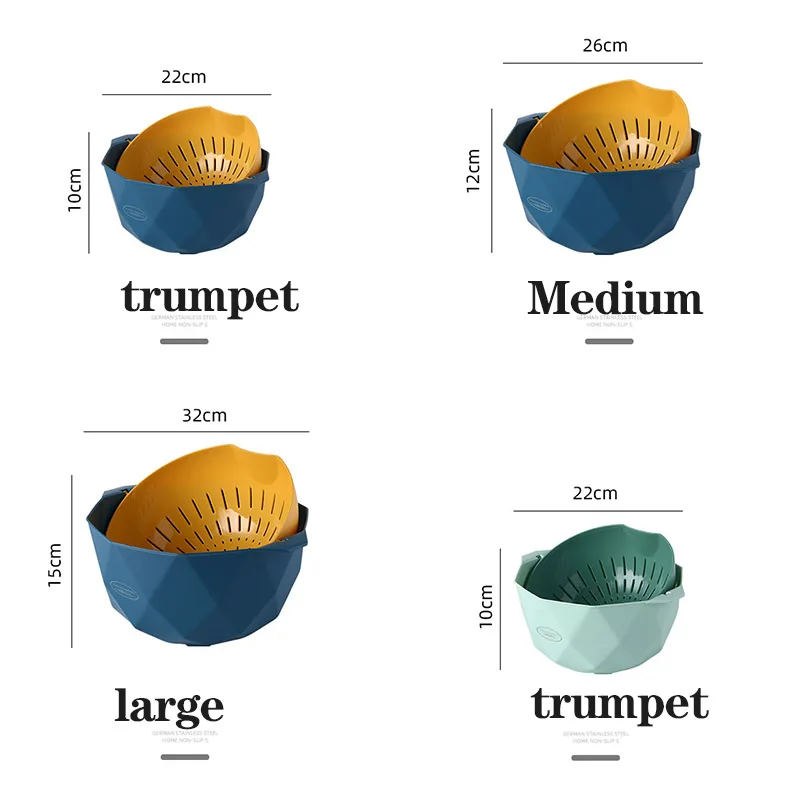 

Multifunctional Draining Basket Rotating Hollow Sub With Handles Double Layer Fruit Vegetable Cleaning Basket Qp2