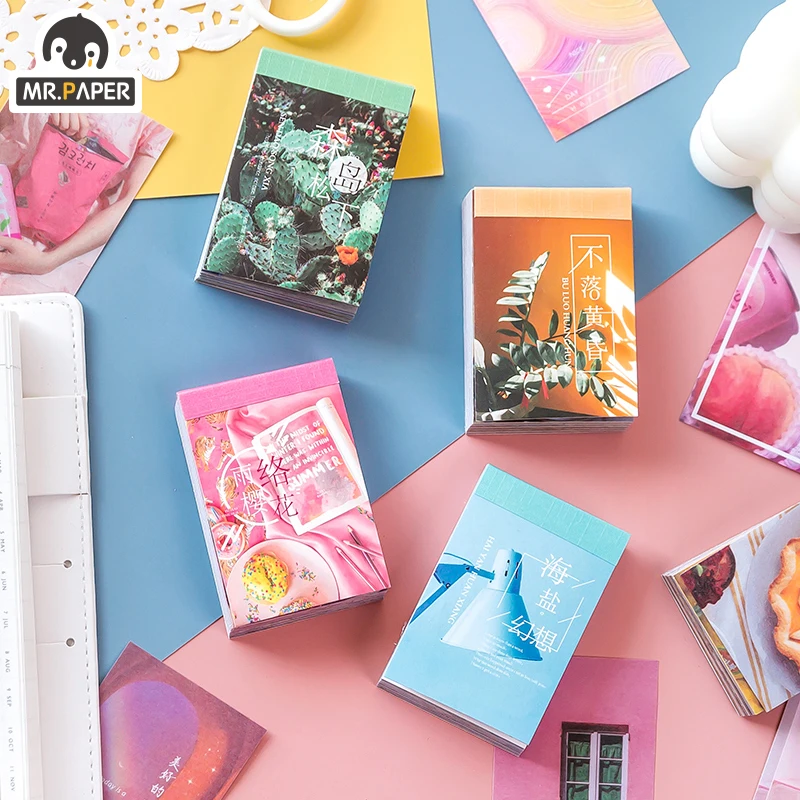 

50 Pcs/book 4 Designs Ins Style Plankton Language Series Creative Simple Cute Hand Account Decor DIY Collage Material Paper