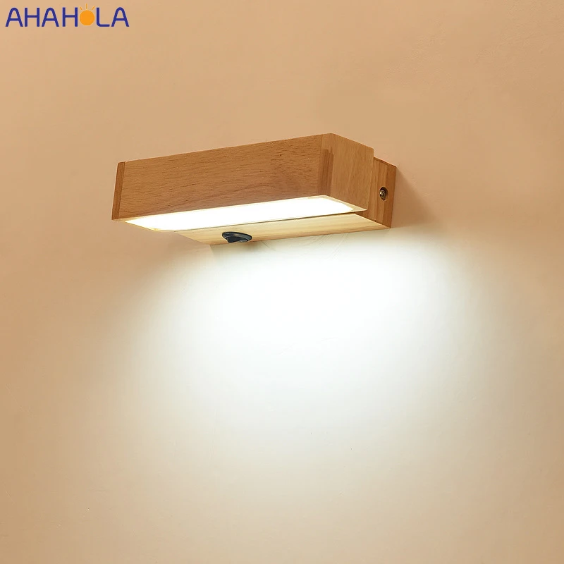 Настенный светильник Roating из Нордического дерева настенный для спальни с