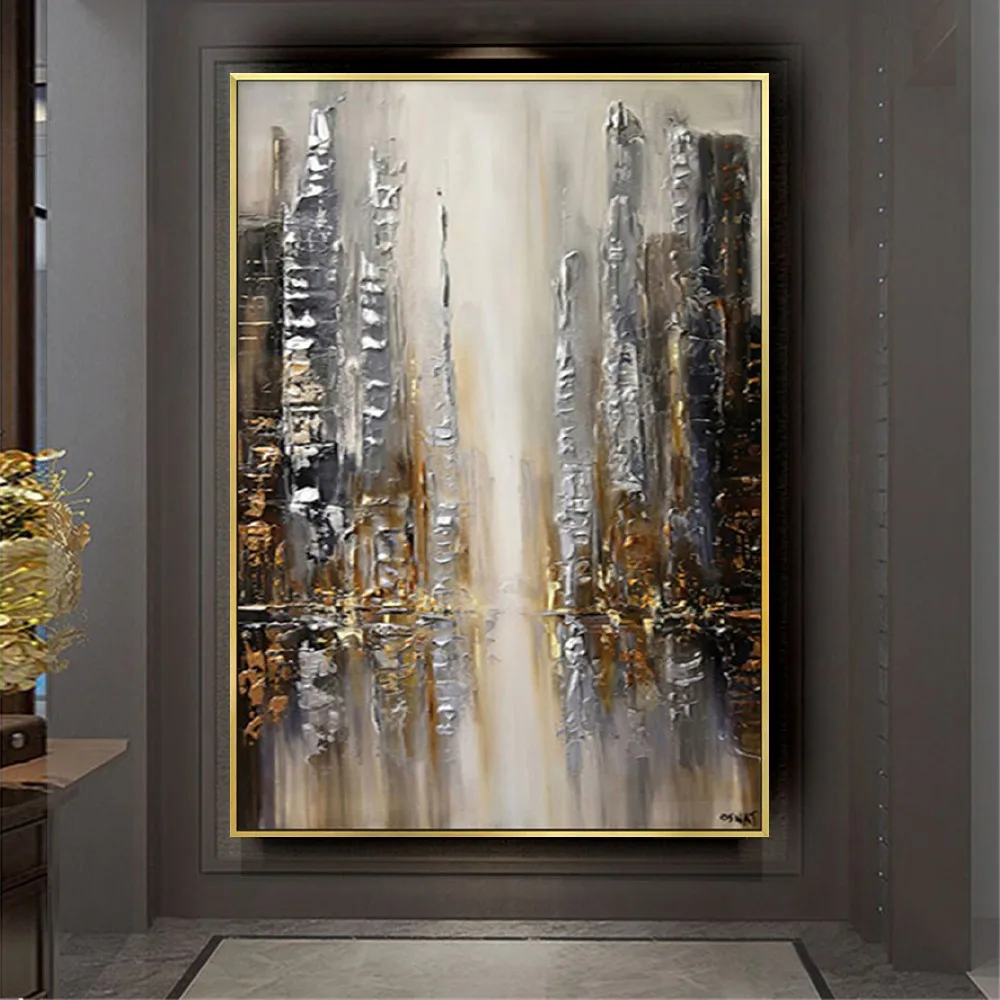 

Oringinal Picture Textured Painting Abstract Oil Paintings On Canvas Handmade Gray Brown Canvas Modern Wall Art For Home Decor