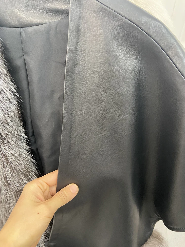 Женское Свободное пальто из натуральной овечьей кожи роскошное уличное оверсайз