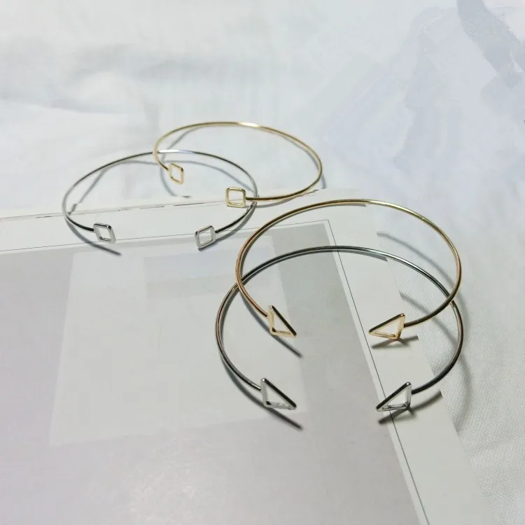 

Korean style simple hollowed-out Triangle geometric bracelet square open bracelet