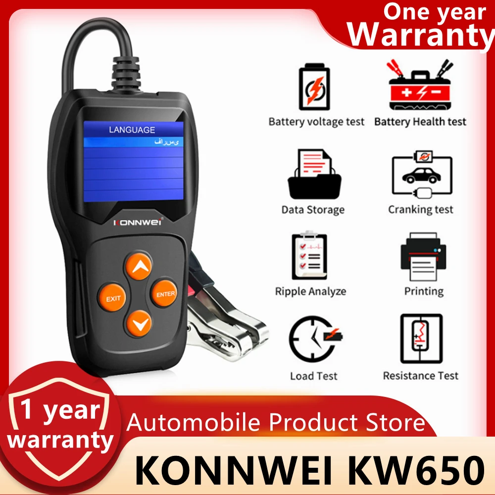 

Тестер автомобильного аккумулятора KONNWEI KW600, 6 в/12 В, анализатор 100 до 2000 CCA, тестер быстрой зарядки автомобильного аккумулятора