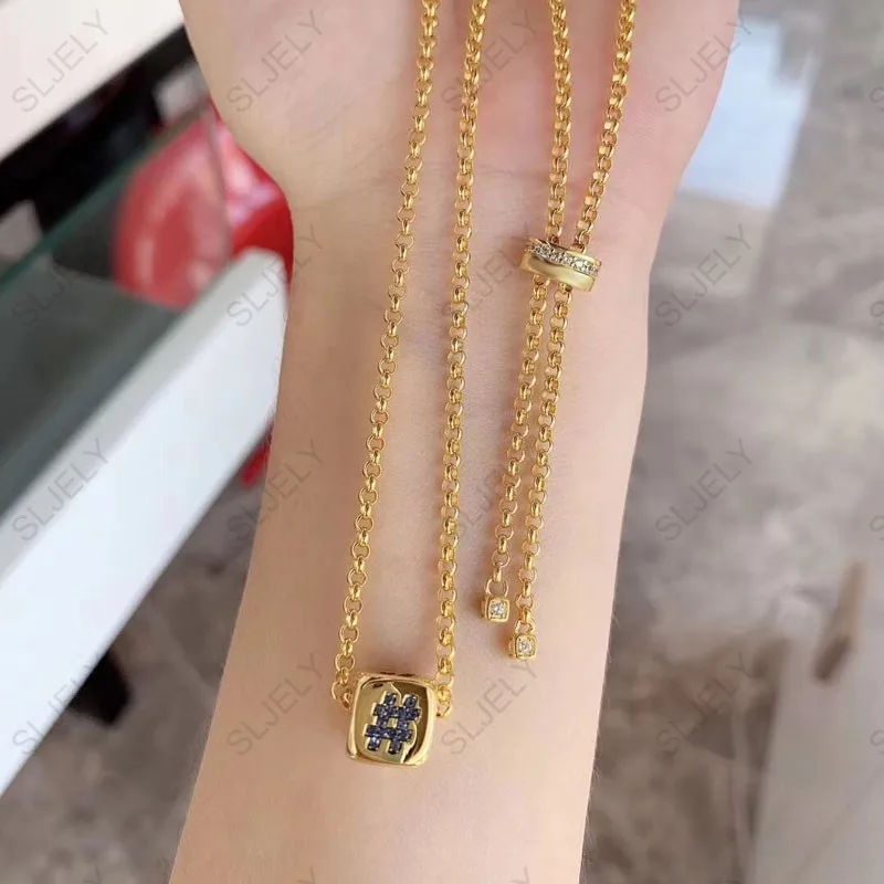 [DIY ожерелье] DIY Женская мода уникальное желтое золото Цвет циркон Начальная буква