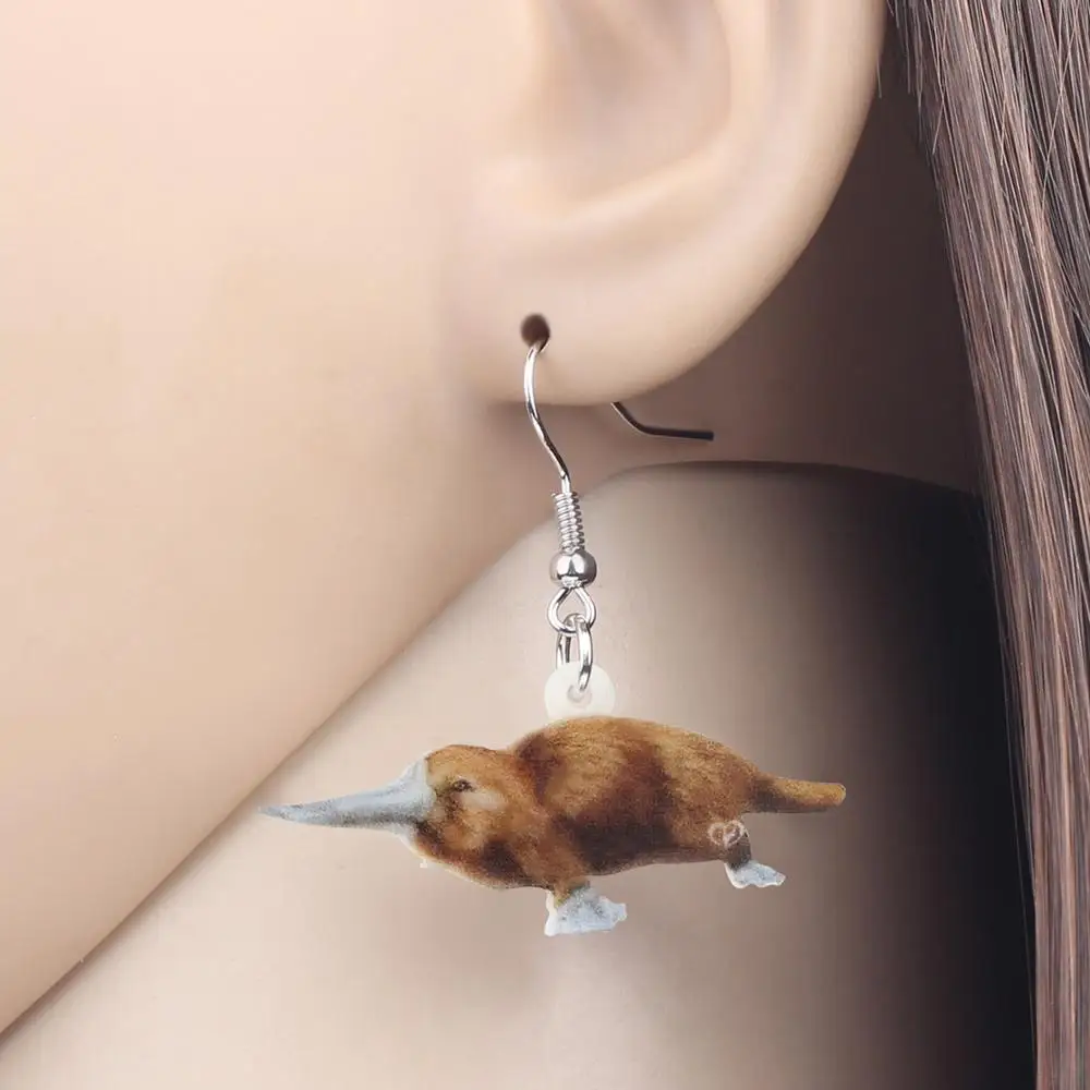 Висячие серьги Bonsny акриловые с австралийским утконосом в виде животных