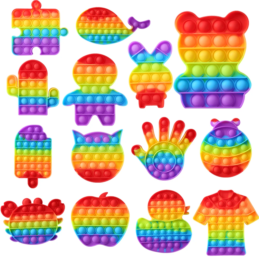 

Ice Cream Bubble Toy Rainbow Fidget Push Bubble Fidget Sensory Toys Kid Adult Autism Stress Reliever Squeeze Toy