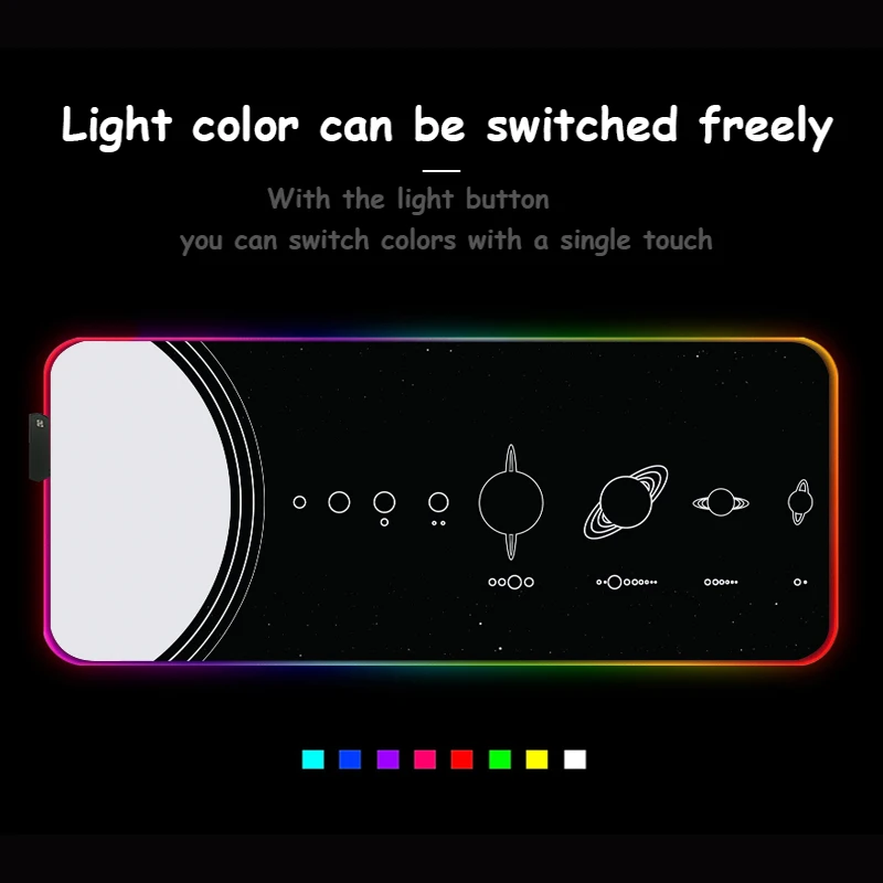 RGB Black Background White Moon Pattern Printed Mousepad Laptop PC Mouse Pads Glowing Non-slip Mice Mats for Gamer L/XL/XXL | Компьютеры и