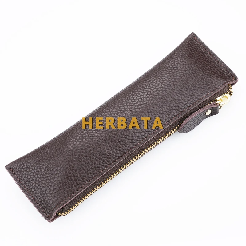 

Retro corium leather pen bag creative pencil case high-grade manually student stationery bags pouch school supplies Cartuchera