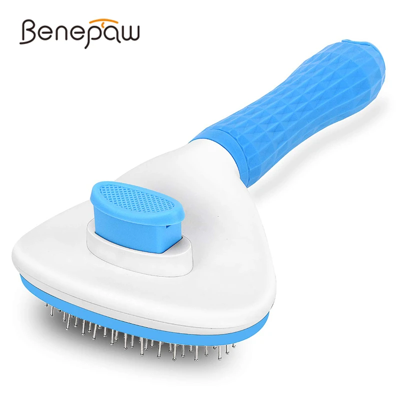 

Benepaw Efficient Dog Comb For Long Haired Short Fur One Button Cleaning No Damage Thick Metal Bristles Pet Brush Remove Tangle