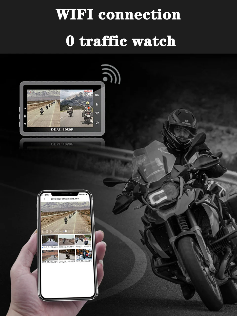 Wifi gps экшн-камера на мотоциклетный шлем рекордер Цифровой видеорегистратор передний задний двойной объектив водонепроницаемый мотоцикл камера ночного видения
