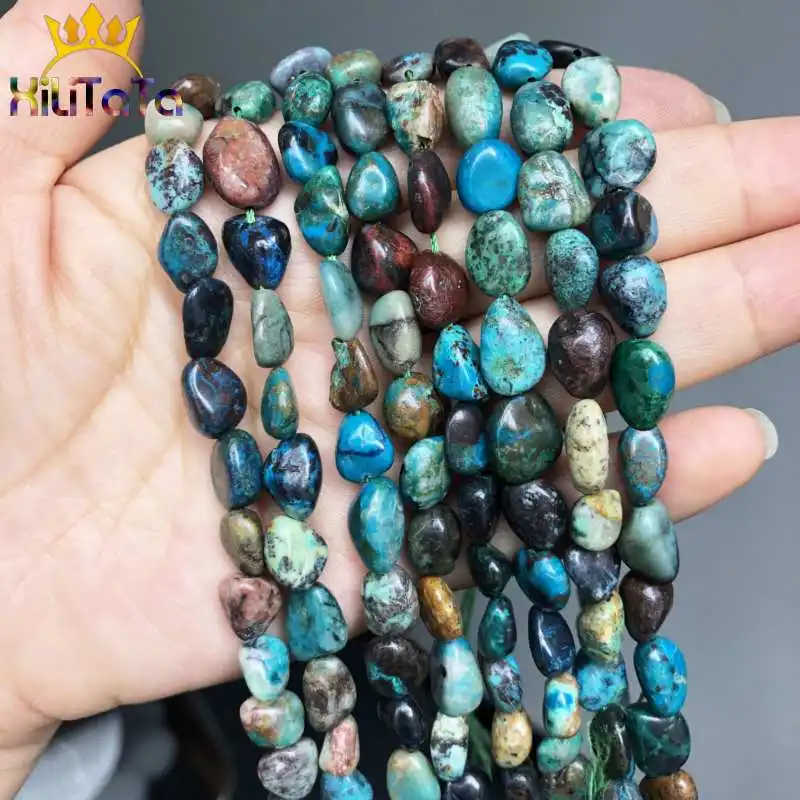 8-10 мм естественный неправильной формы бусины из хризоколлы Гладкие с камнем