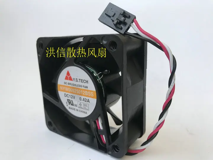 

Original nyw06025012bss DC12V 0.42a 3-wire temperature control fan