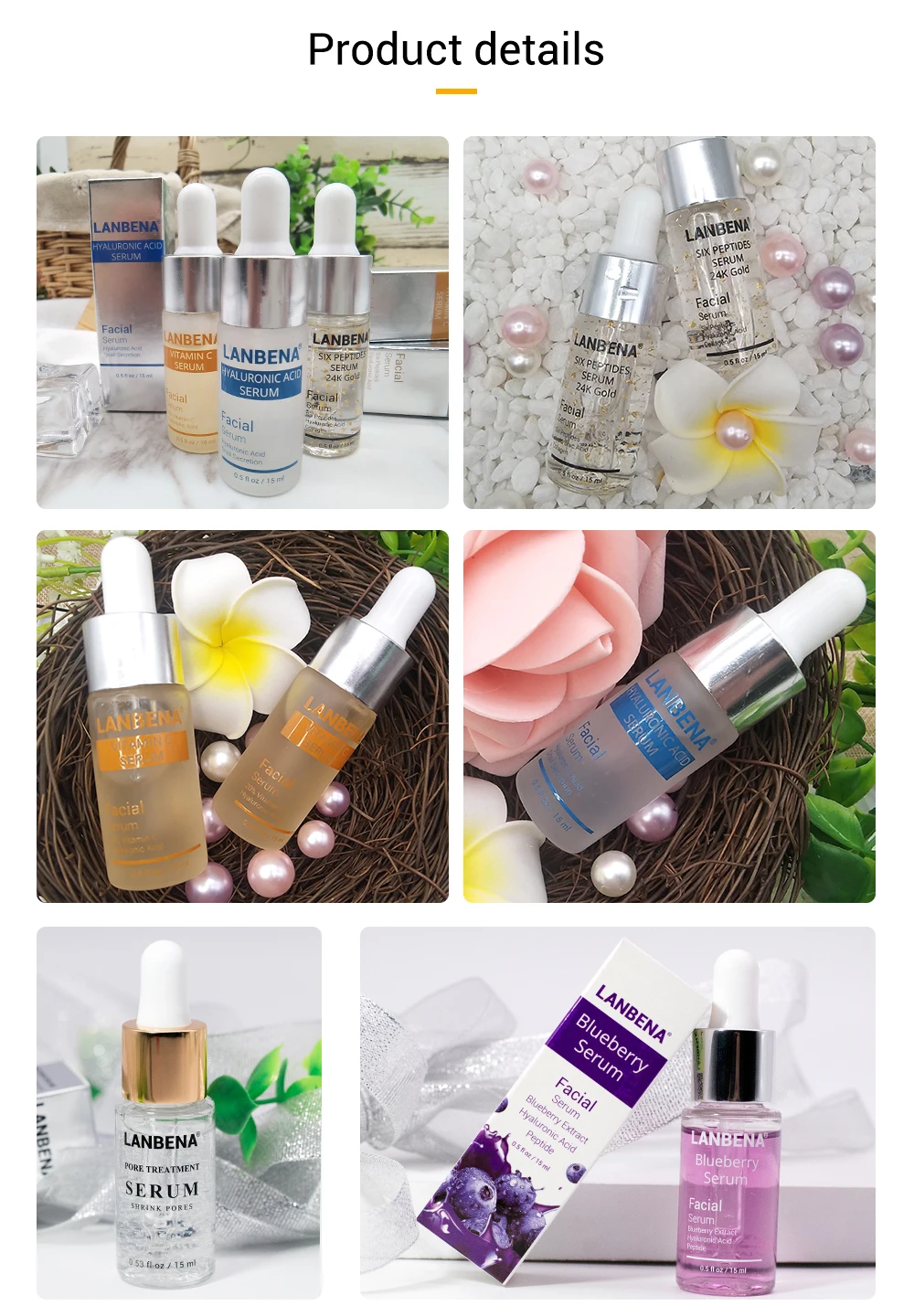 

Six Peptide Hyaluronic Acid Face Serum Acne Treatment Anti-Aging Anti-Winkle Whitening Moisturizing Shrink Pores Essence