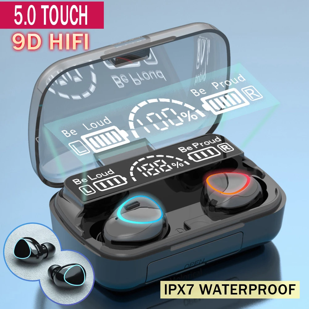 

TWS Bluetooth 5.1 Earphones 3D Touch Control Wireless Headphone 9D Stereo Sports Waterproof Earbuds Headsets With Microphone