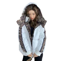 male women same style splicing down jacket casual loose hooded warm parkas new winter short oversized coat female bomber jacket