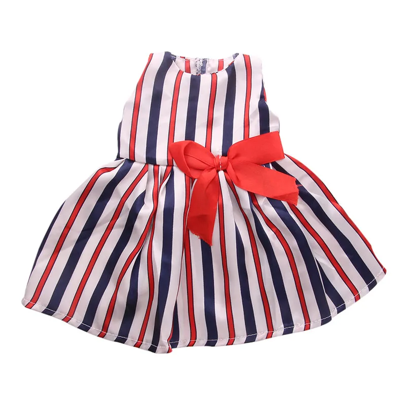 Платье LUCKDOLL ТРАПЕЦИЕВИДНОЕ без рукавов с принтом подходит для кукол 18 дюймов