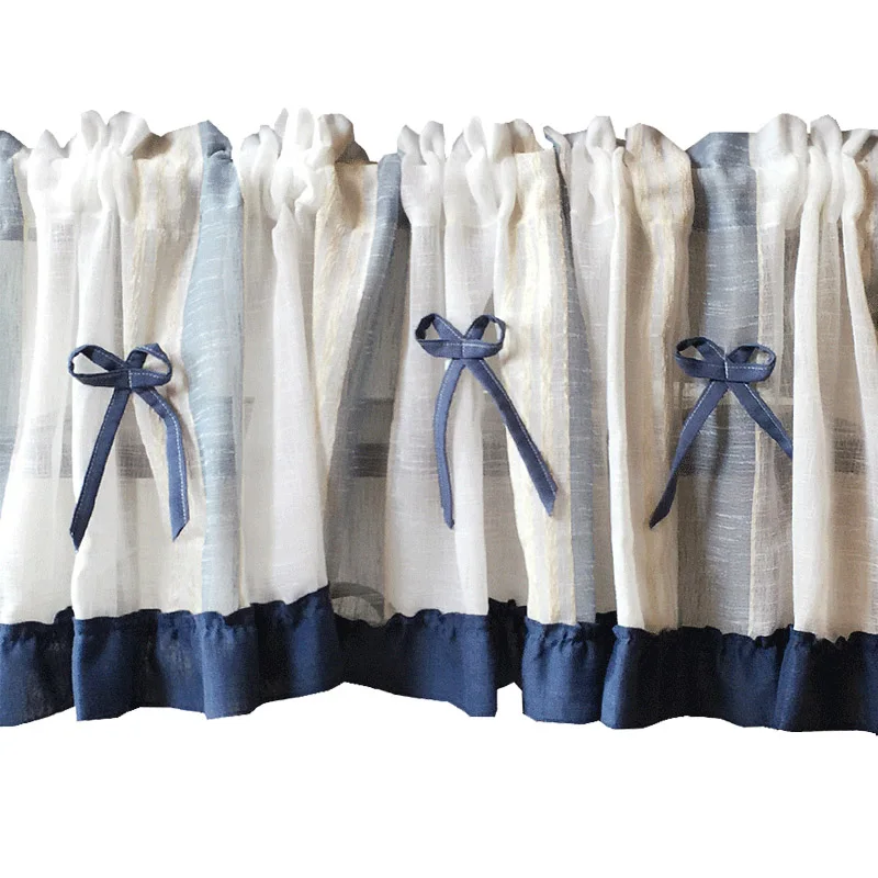 В Корейском Стиле Кантри синий вертикальный бант в полоску конопли половина