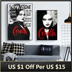Плакаты из фильмов плохая девушка Cruella, черно-белый плакат, Картина на холсте, Настенный декор, плакаты, настенное искусство, картина, украшение для дома