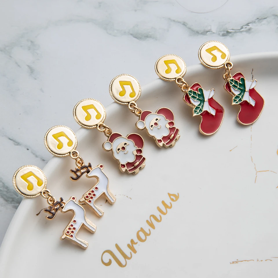 Рождественская черная круглая звезда Корейская винтажная Бохо 2019 модные серьги