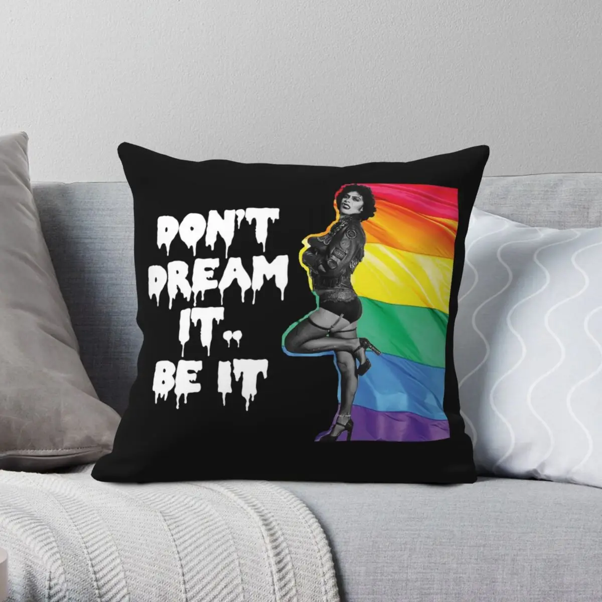 

Frank N Furter LGBTQ+ Pride Square Pillowcase Polyester Linen Velvet Printed Zip Decor Pillow Case Home Cushion Cover