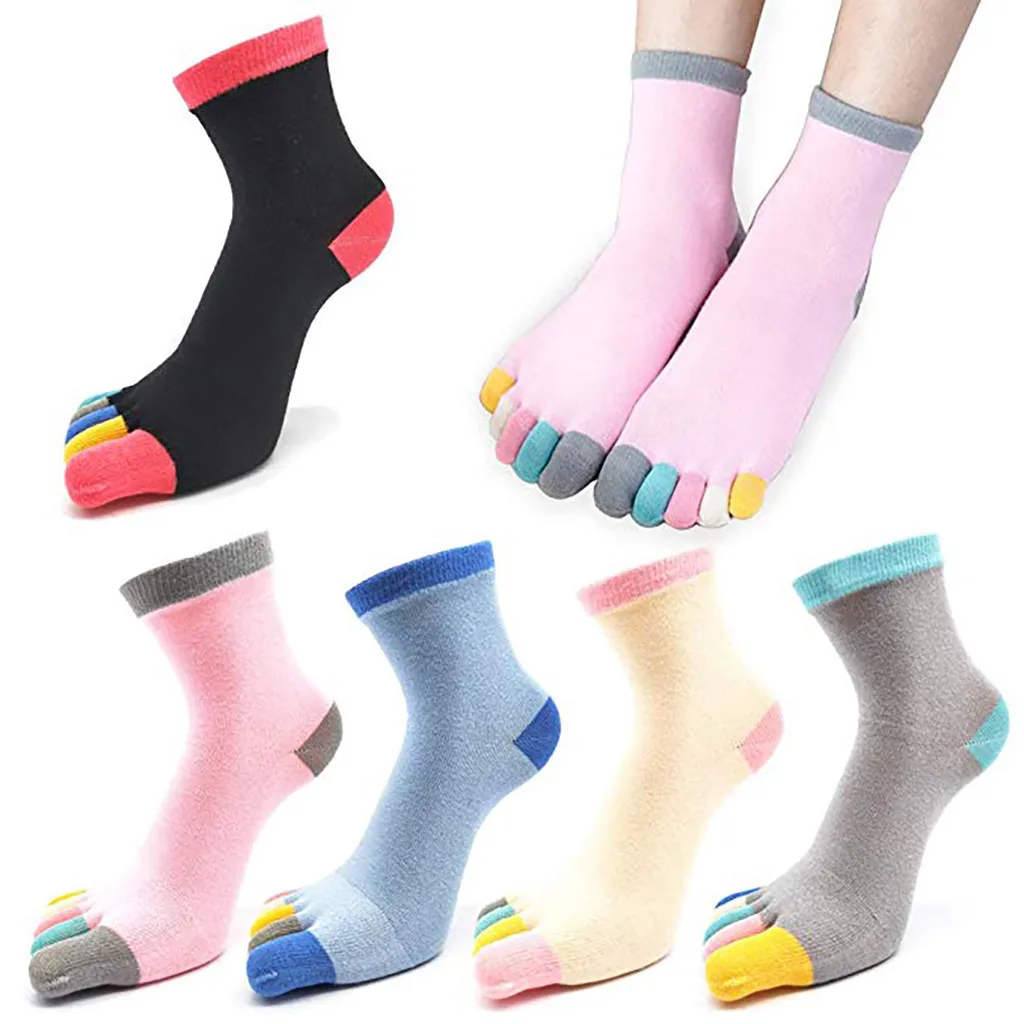 

5pairs Women Fingers Toe Socks Cotton Odd Socks Multicolor Ankle Sock Colorful Fashions Young Anti-Bacterial Breathable Socks