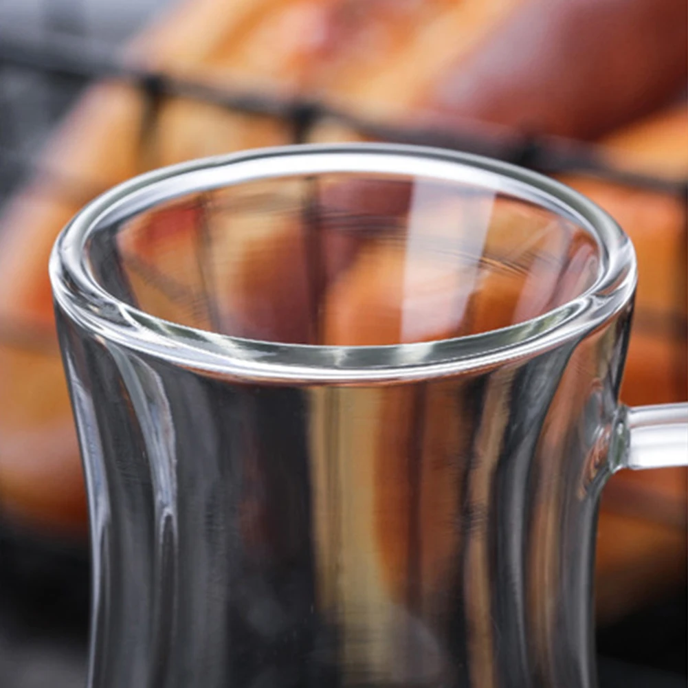 80 мл прозрачная термоизолированная стеклянная чашка с двойными стенками