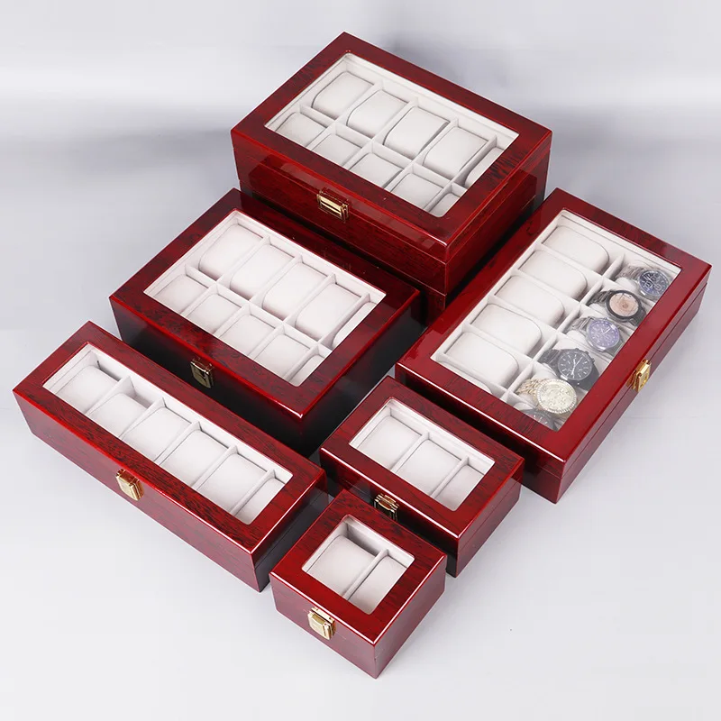 

High-end Watch Case Box Tan Yun Zhiyuan Baked Paint Wooden Jewelry Storage Display Sales Packaging Box Luxury Gift Box