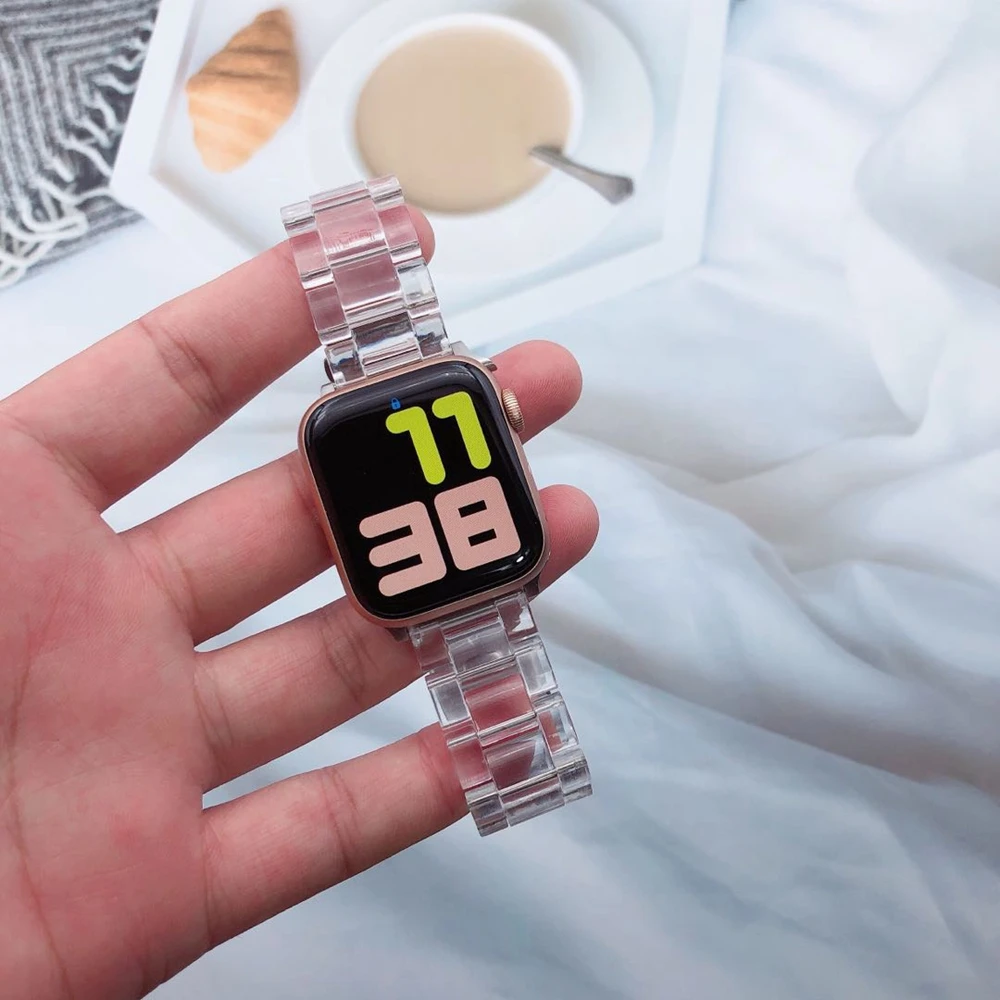 

Hot Selling Jelly Color Sport Loop for Apple Watch Band SE 6 44mm 40mm Transparent Bracelet Strap for iWatch 38mm 42mm 5 4 3 2 1