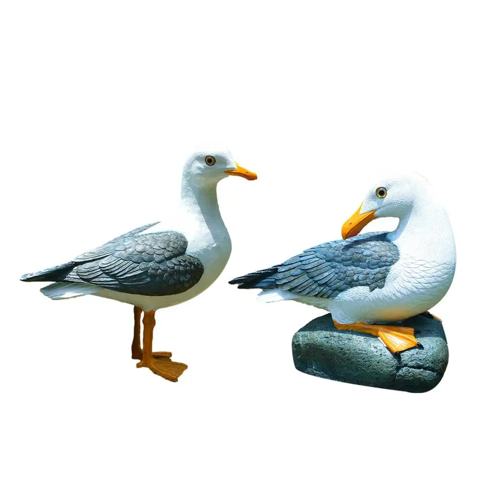 

Artificial Sea-gull Resin Statue Realistic Sea Bird Figurine Home Decorative Sculpture Garden Decoration Indoor Art Outdoor Orna