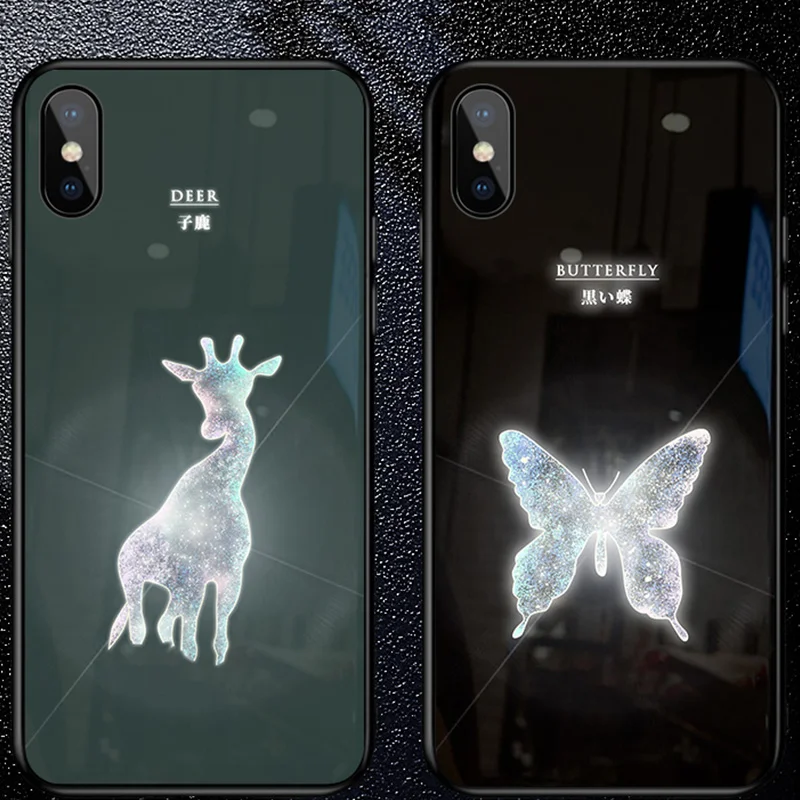 Yagoo умный светодиодный светящийся чехол для телефона для Apple iPhone X XS XR MAX 6 6S 7 8 Plus чехол s задняя крышка милые животные Funda роскошный силиконовый