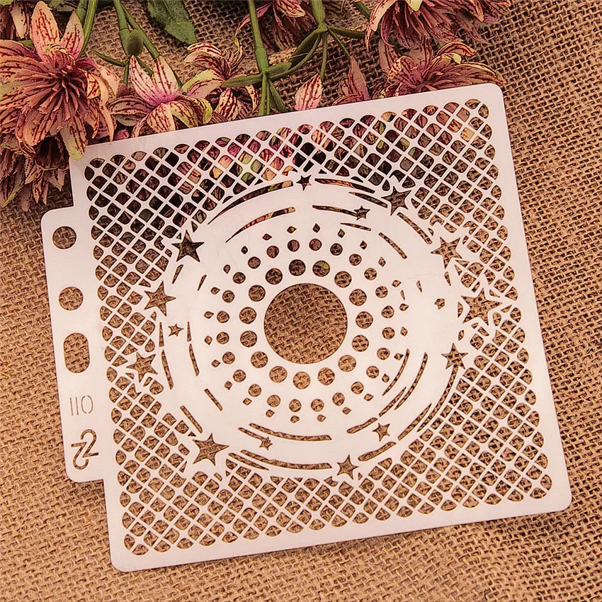 

13x14cm Stars Aperture Scrapbook Stencils Spray Plastic Mold Shield DIY Cake Hollow Embellishment Printing Lace Ruler Valentine