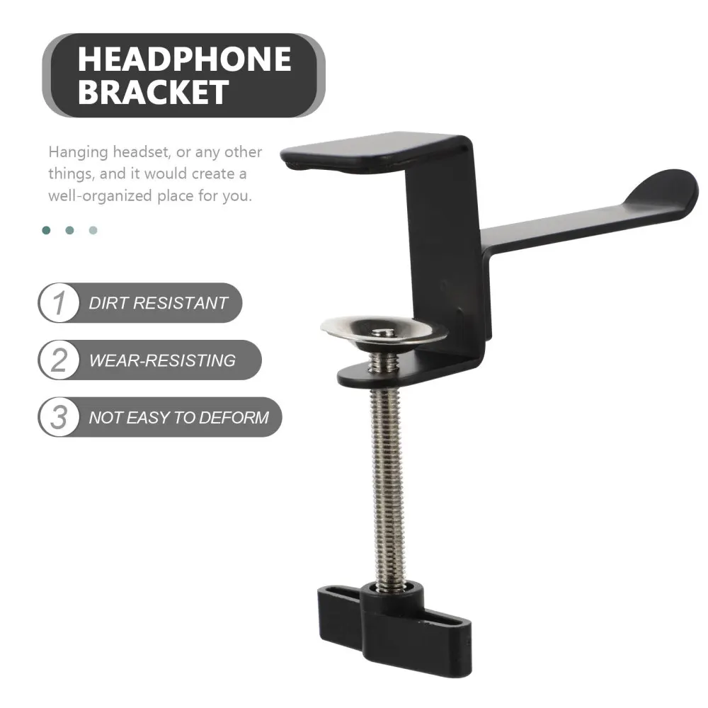 

1pc Practical Headset Desk Display Stand Headphone Metal Storage Holder (Black)
