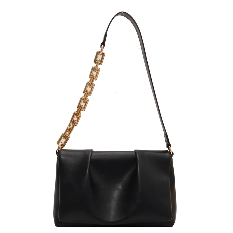 

Thick Chain PU Leather Small Flap Underarm Crossbody Bags Shoulder Phone Purse and Handbags for Ladies Luxury Designer 2021