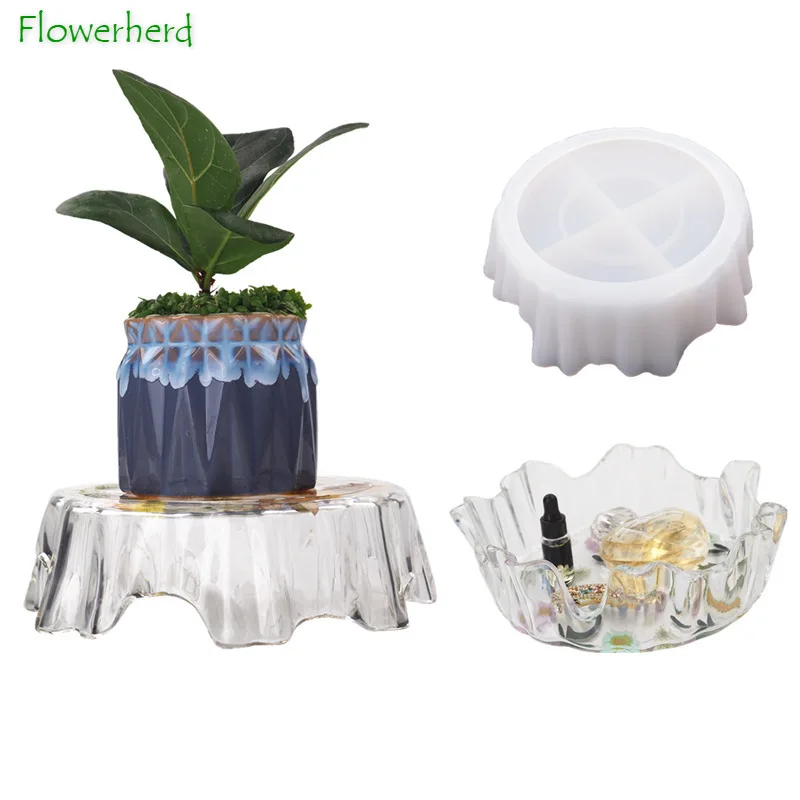 

DIY Crystal Epoxy Silicone Mold Irregular Tray Mould Flower Pot Shelf Plaster Clay Mold Concrete Cement Resin Molds Storage Tray