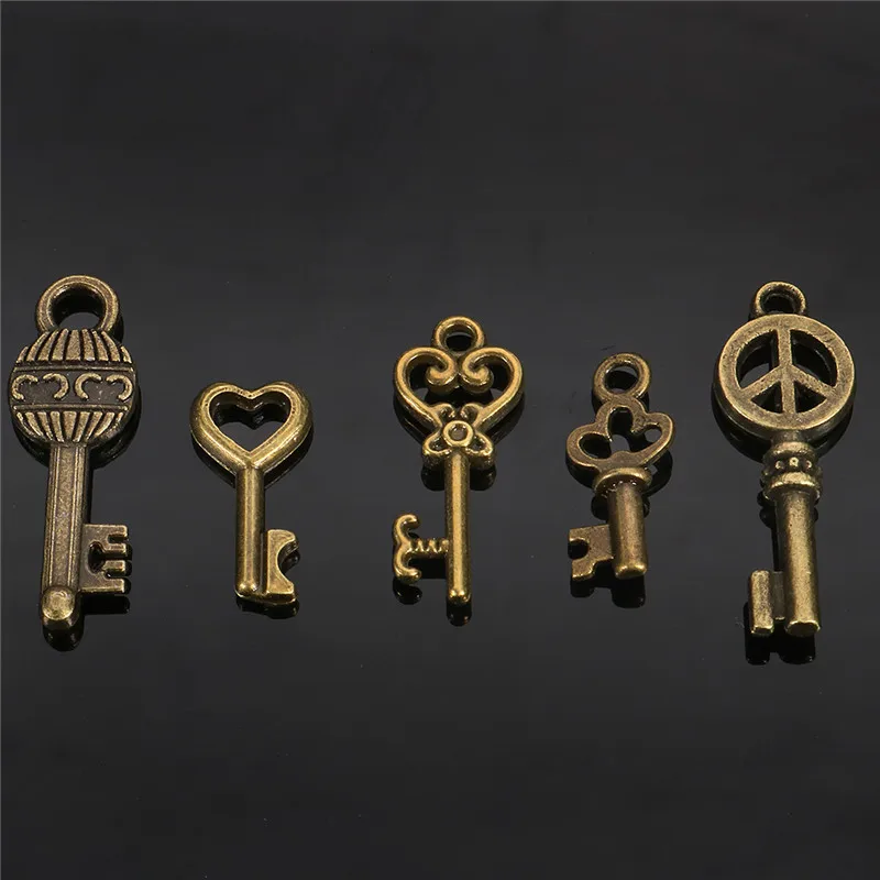 

Mixed 40 Keys Antique Bronze Finish Vintage Skeleton Keys for Birthday Party Wedding DIY Crafts Favors Charms Pendant