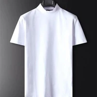 mens short sleeved t shirt summer new dark semi high neck slim slim mercerized cotton fashion muscle mens first choice