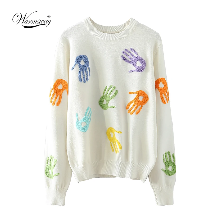 

Осенне-зимние пуловеры с круглым вырезом и принтом Emobroidery, милый свитер с длинными рукавами для девочек, трикотажная одежда Harajuku 90s, C-011