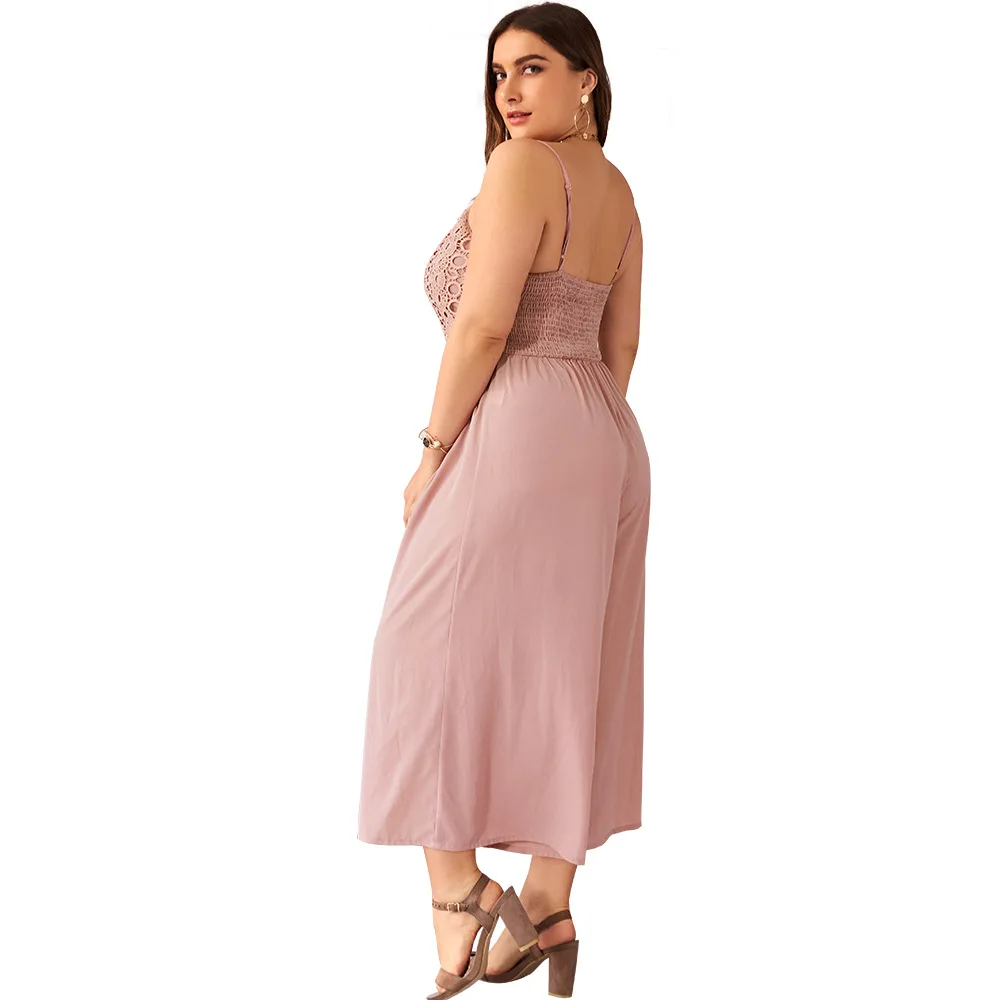 

WANYUCL plus size women's 2021 summer new sling lace one-piece casual pants women