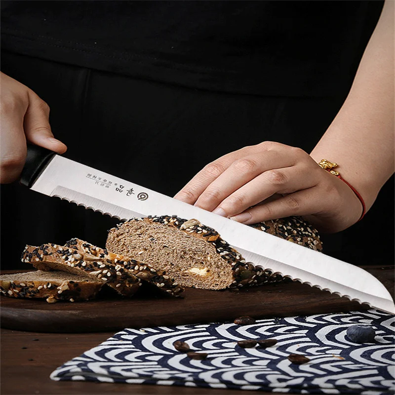 8-дюймовый нож для хлеба Инструменты выпечки торта из нержавеющей стали зубчатый